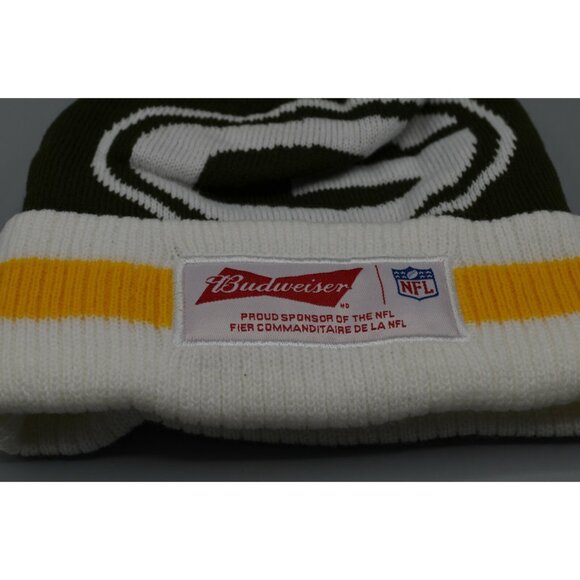 Green Bay Packers Budweiser NFL Beanie Toque Hat w Pom Pom NEW One Size - Picture 2 of 4